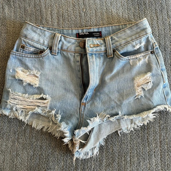 BDG High Rise Cheeky Distressed Denim Shorts - Picture 1 of 6